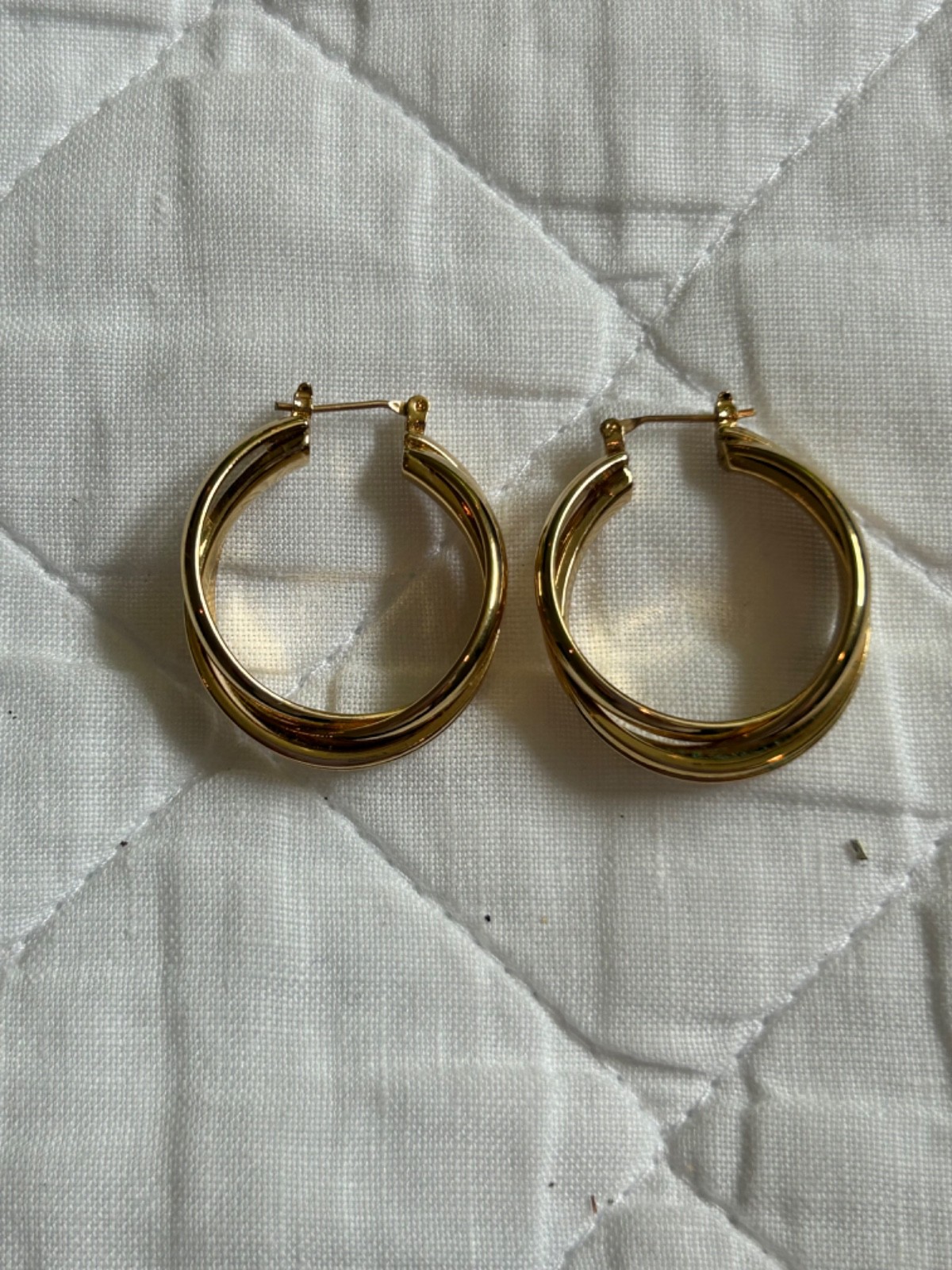 Gold Plated Twisted Metal 1.5 Inch Hoop Earrings
