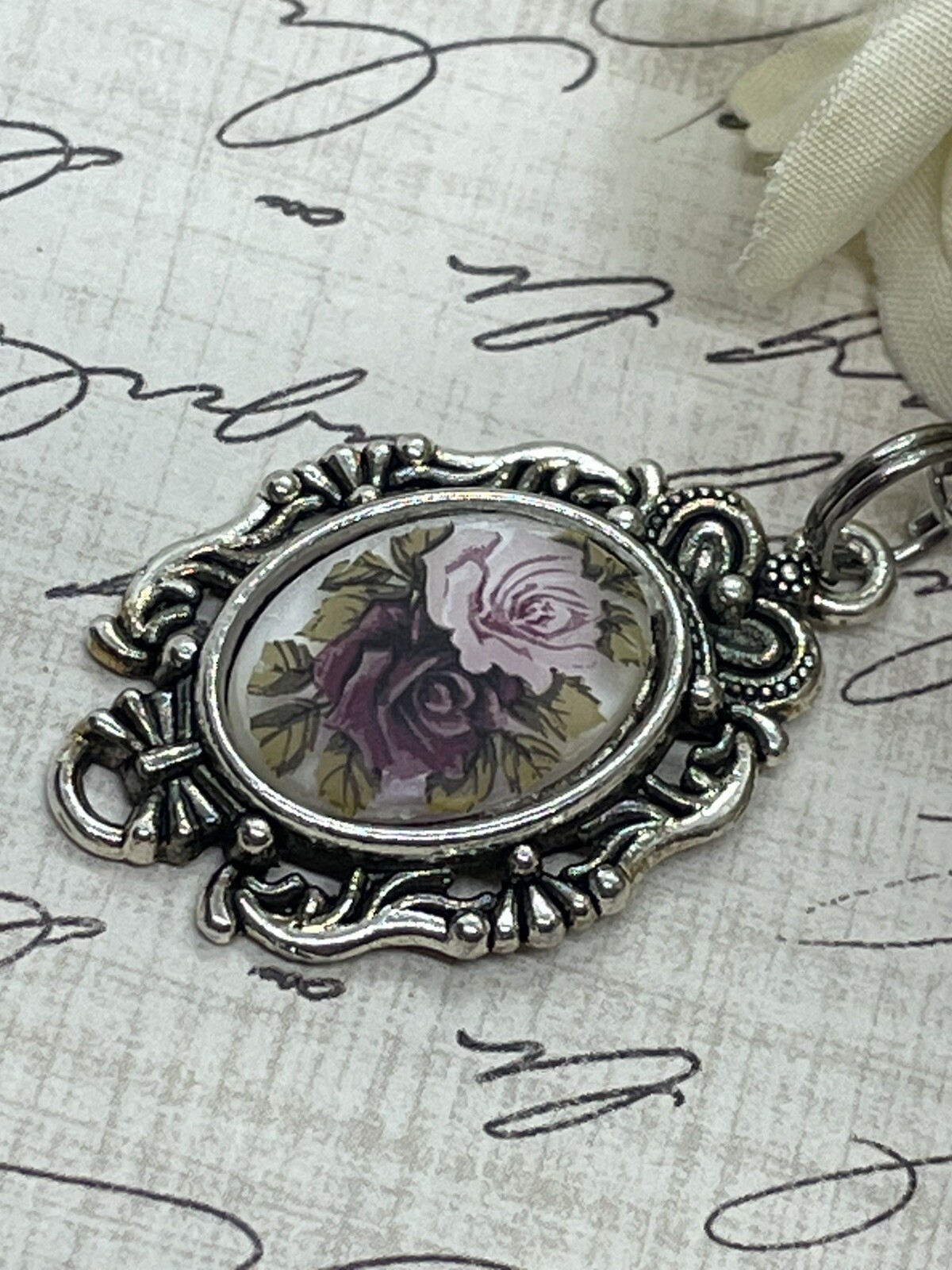 Burgundy Rose Dainty Necklace Pendant Anniversary Birthday Gift crown Daughter