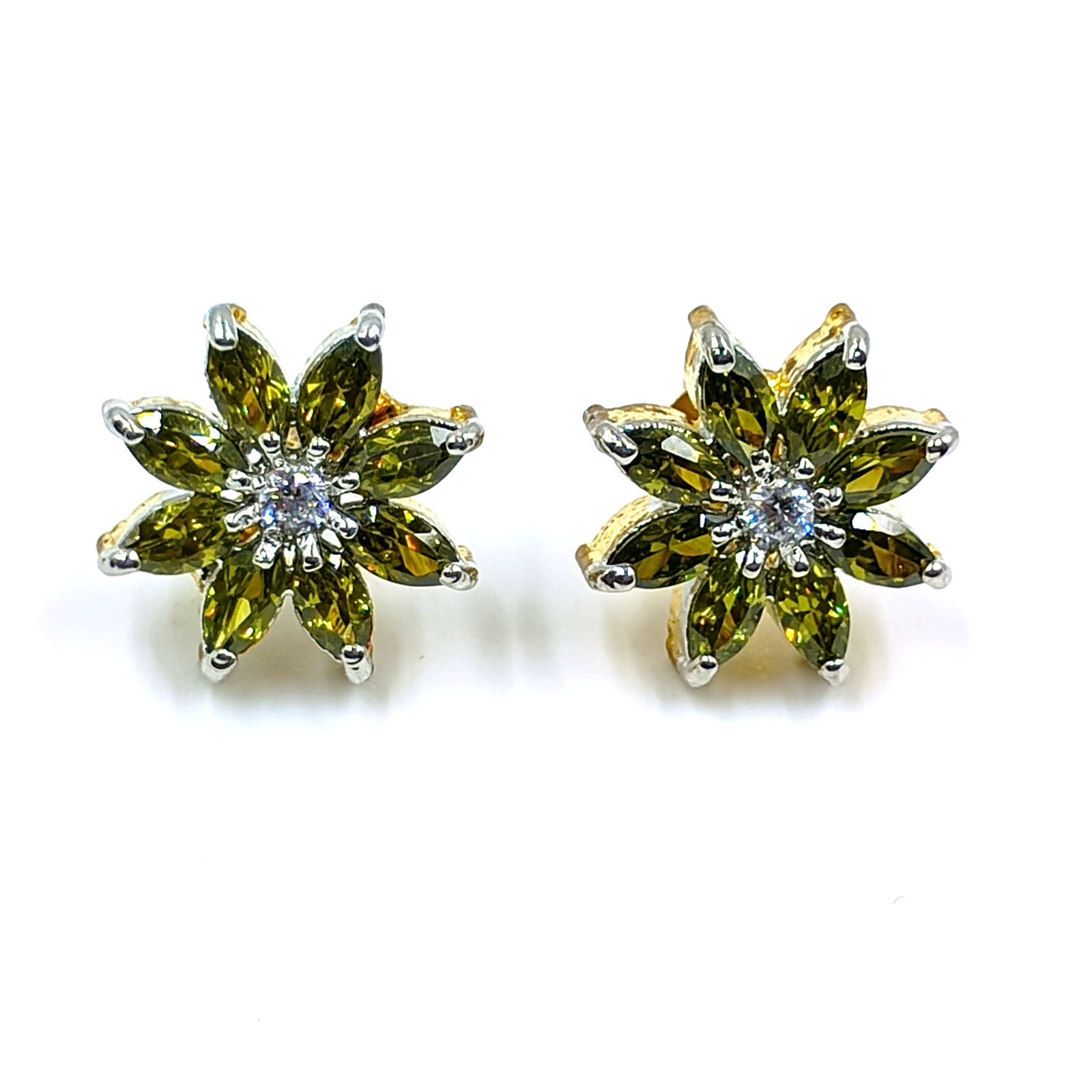 Traditional Handmade Peridot CZ Studs 22k Gold Plated South Indian Fashion