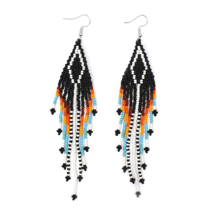 NATIVE STYLE ETHNIC BEADED HANDMADE FASHION HOOK EARRINGS E61/1