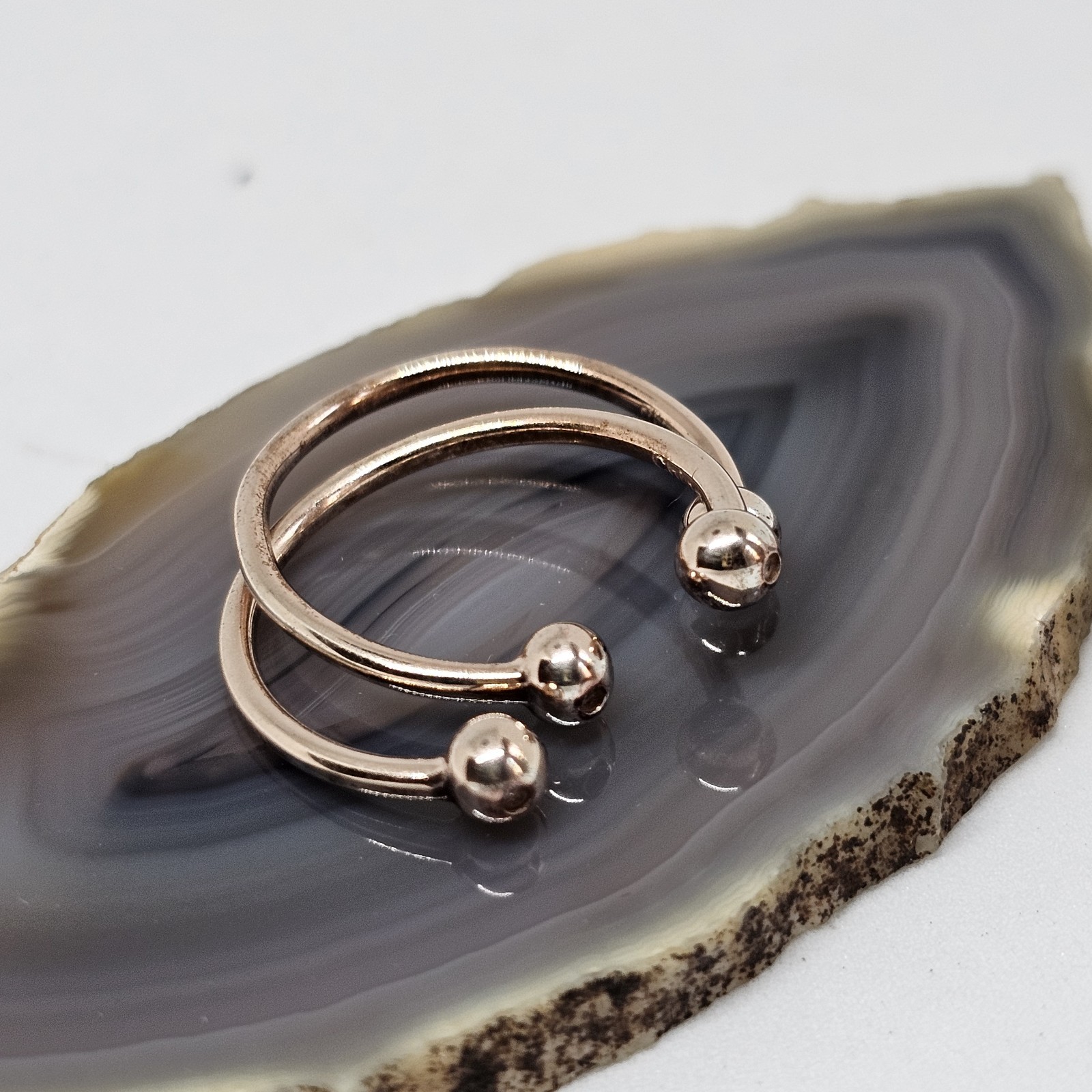 La Soula Jewelry Two Rings Rose Gold Plated Women’s One Size Stackable Open Ring