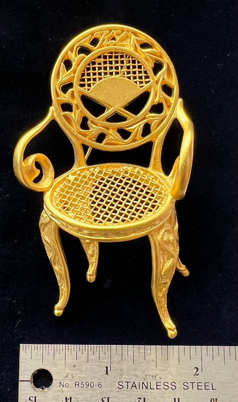 Karl Lagerfeld Iconic Vintage Oversized Gold Tone Rococo Louis XV Chair Brooch
