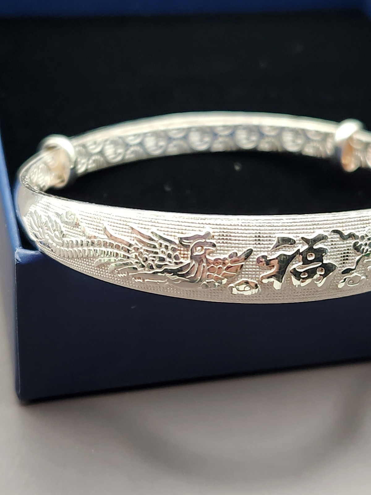 925 Silver Plated Adjustable Bangle Bracelet Women Fashion Jewelry