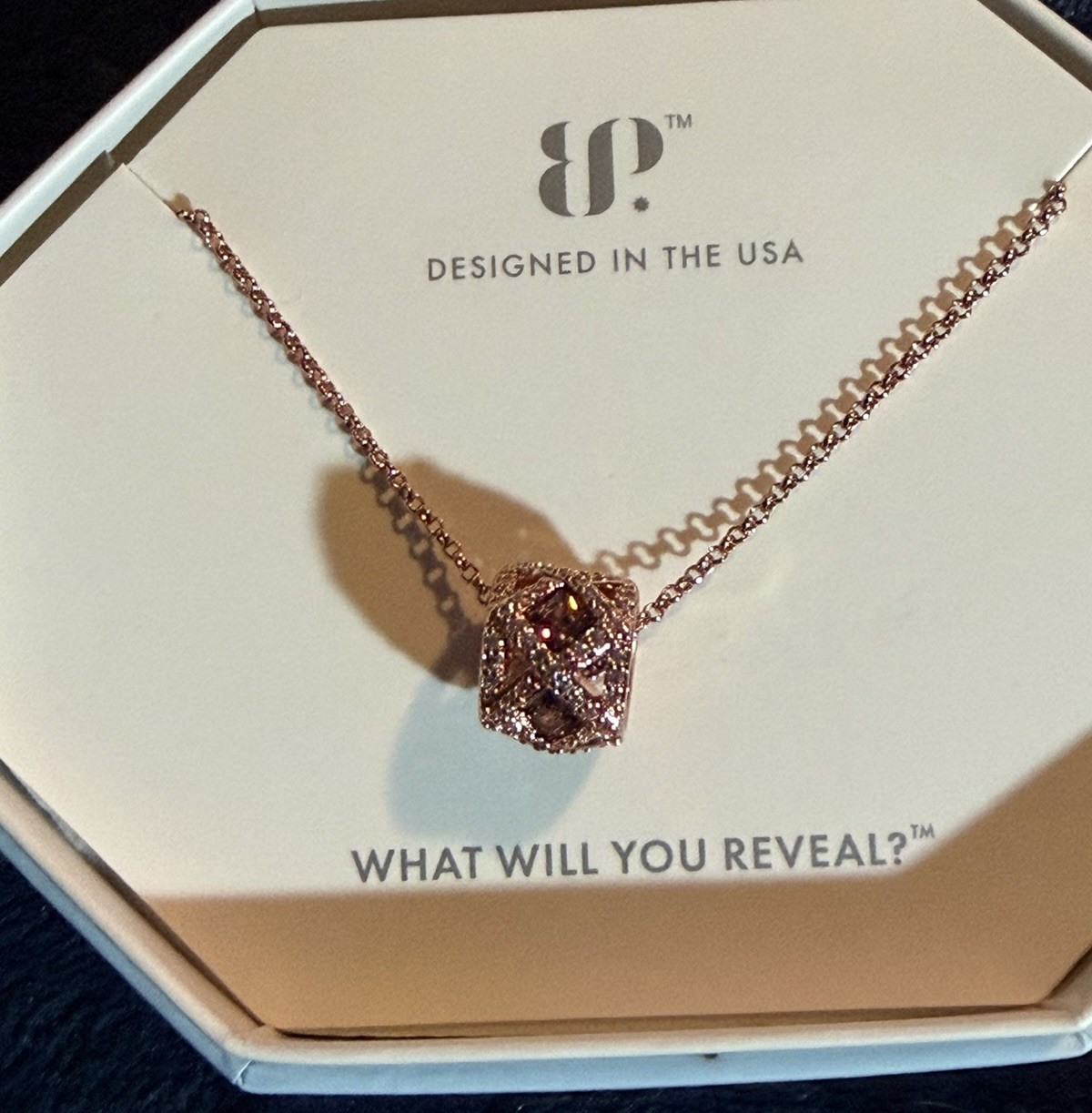 Bomb Party Necklace Brown Tourmaline CZ Rose Gold Plating “Gems Of Love”