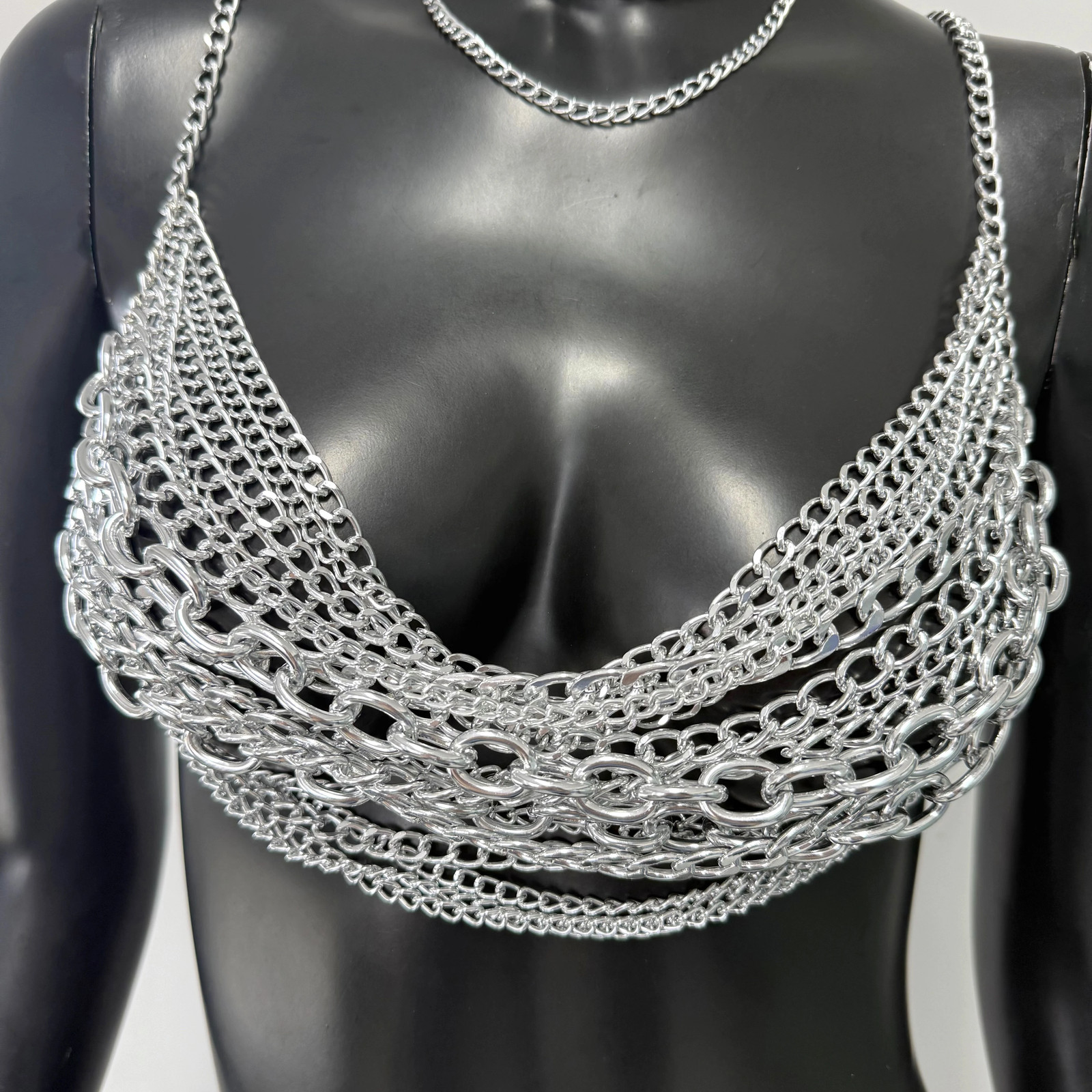 Body Chain White Pearl Suspender Silver Chain Top Metal Layered pearl