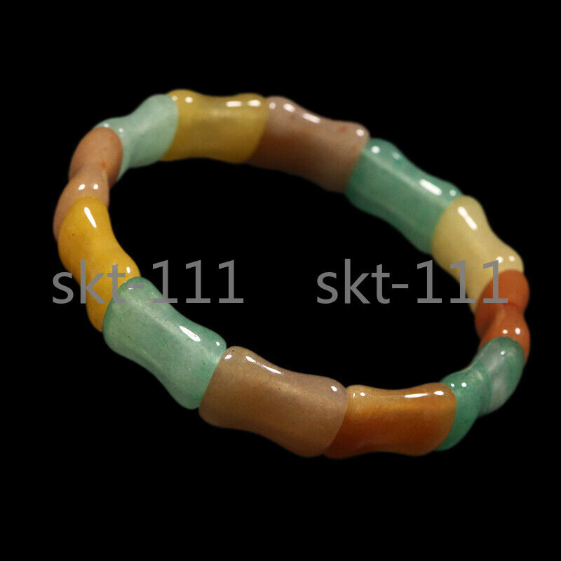 8″ Grade A 100% Natural Yellow Brown Green Jade Bracelet Bangle Aventurine