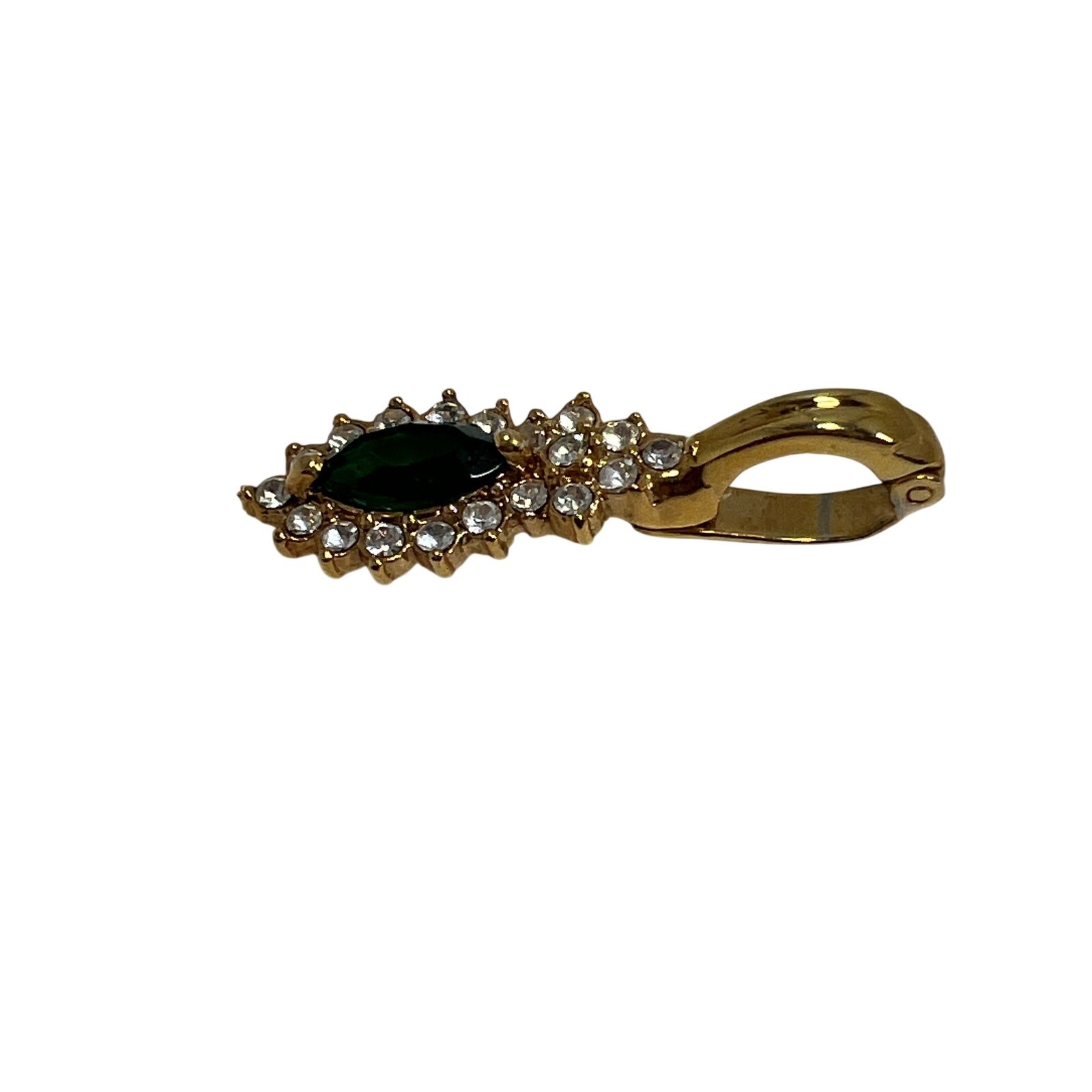 ROMAN Gold Tone Green Crystal Rhinestone Pendant Enhancer Clip Jewelry