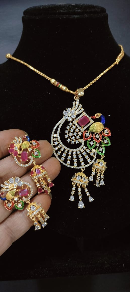 Exclusive High-Quality Chain Set with Pendant & Earrings | E – Handmade in India