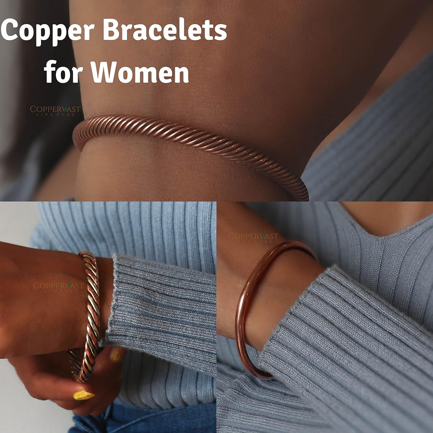 Elegant 3-Piece Copper Bracelet Set – Timeless Gift for Any Occasion