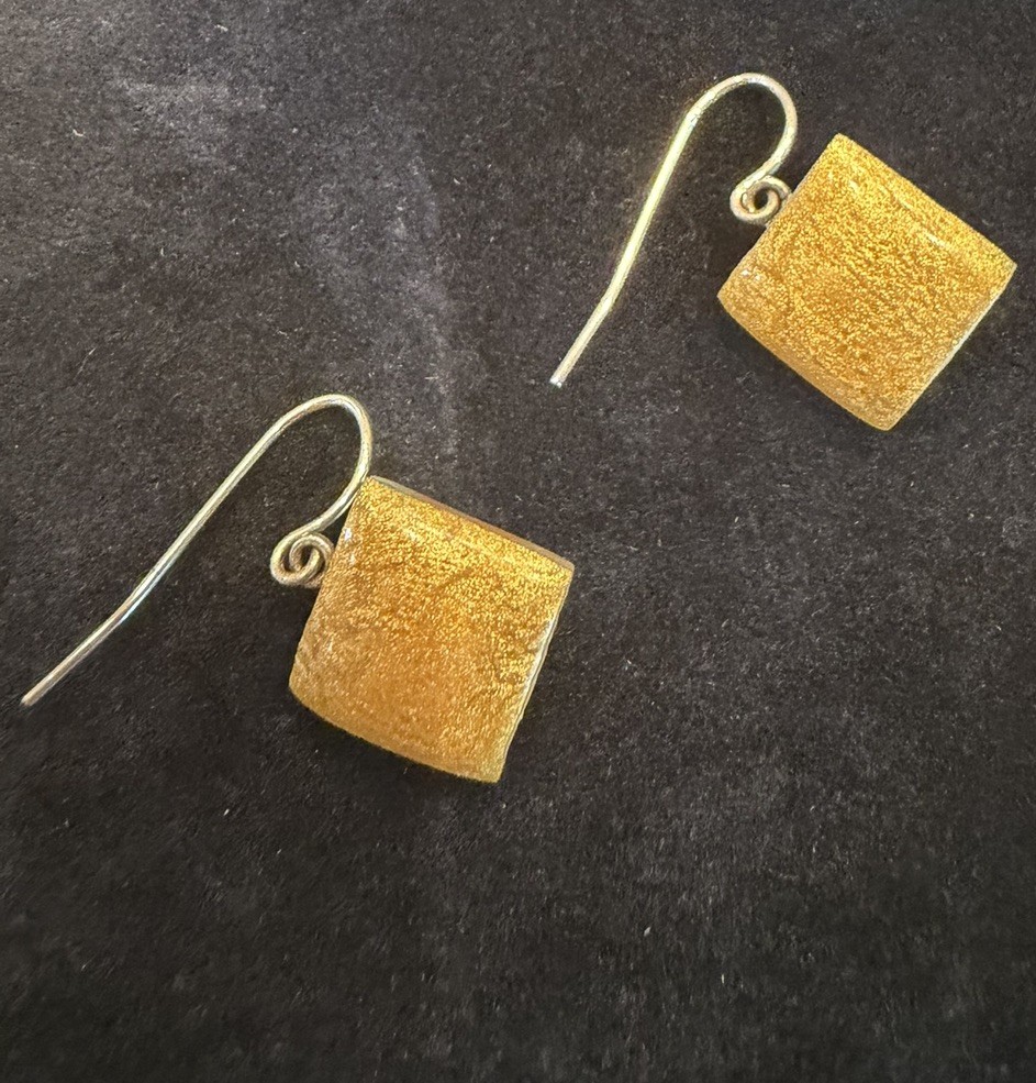 alexis bittar lucite drop earrings Orange Square .75” Overall Dangle