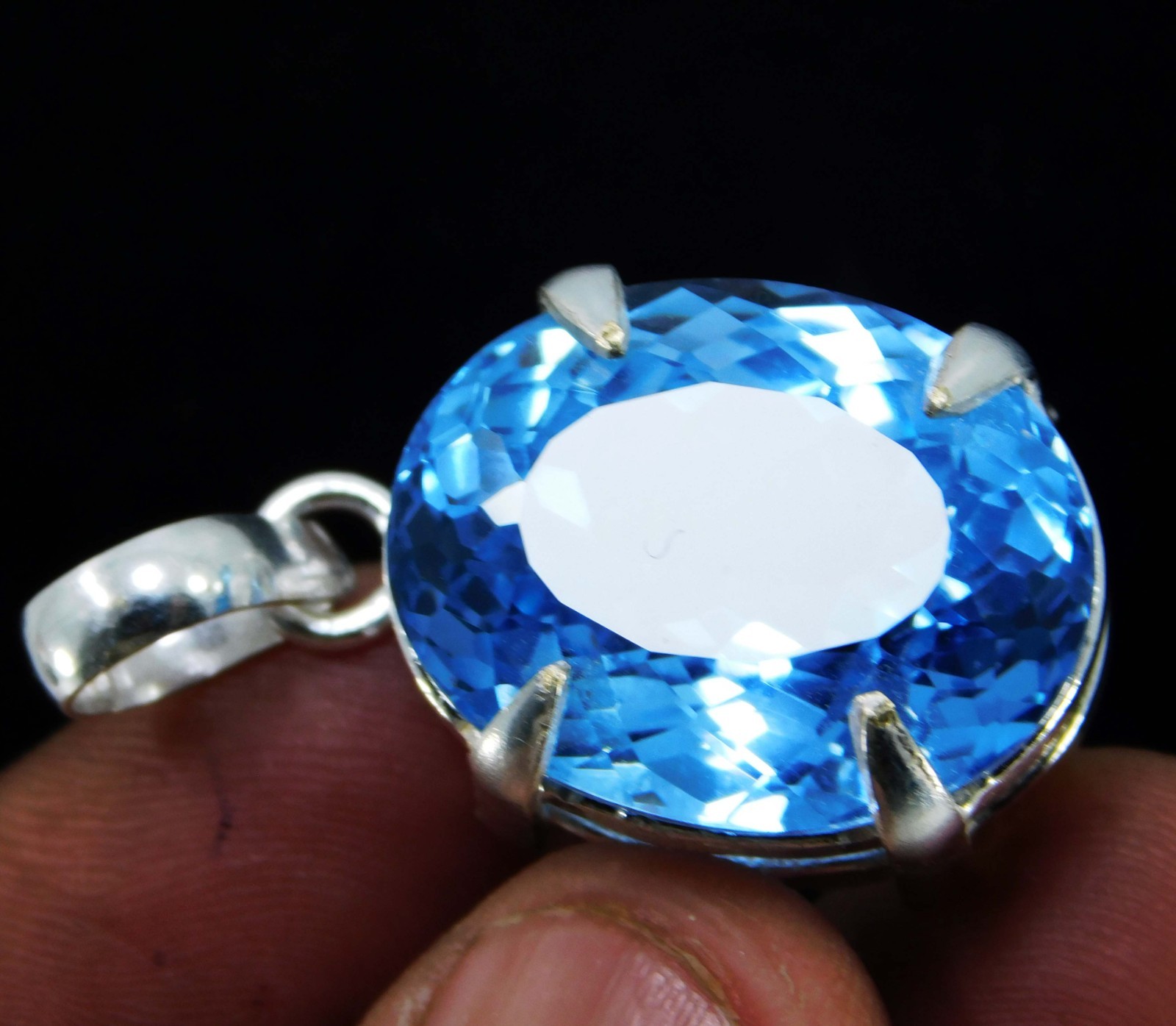 Natural 55.30 CT Certified Blue Sapphire Loose Gemstone Pendant 925 Solid Silver