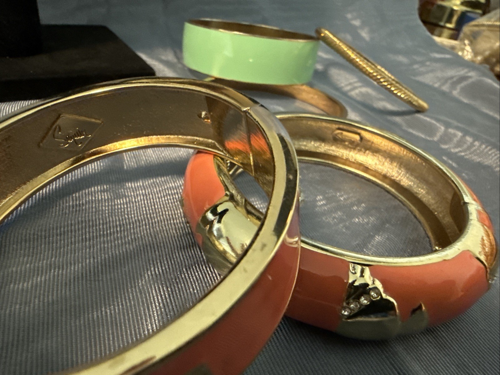 Lot Of 7 Branded Bangle Bracelets J.Crew Ashley Bridget Sequin Eye Candy Enamel