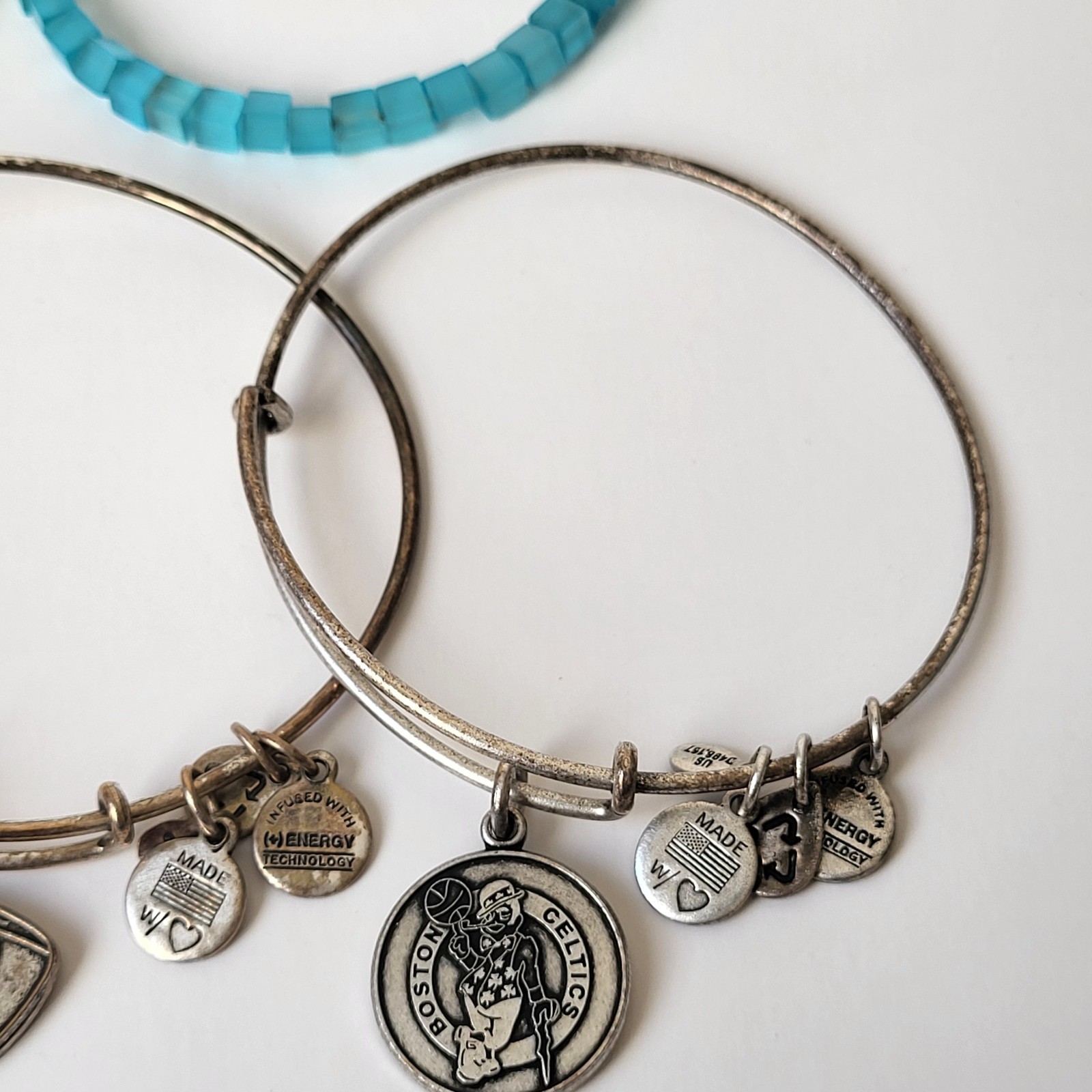 Alex & Ani Energy Lot Of 8 Charm Bracelets Mostly Sports Patriots Bruins Celtics