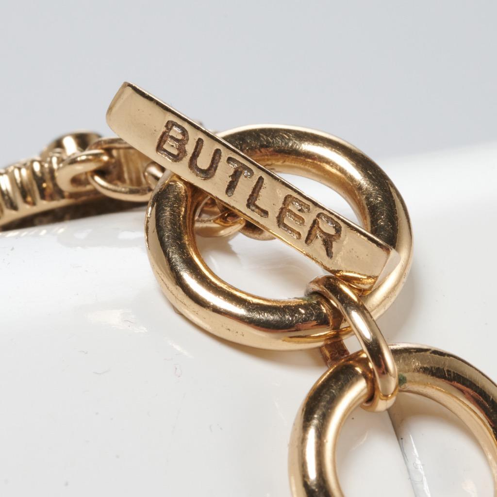 Nicky Butler Gold Tone Purple Blue Pink Cabochon Bejeweled Panel Bracelet 7.5″
