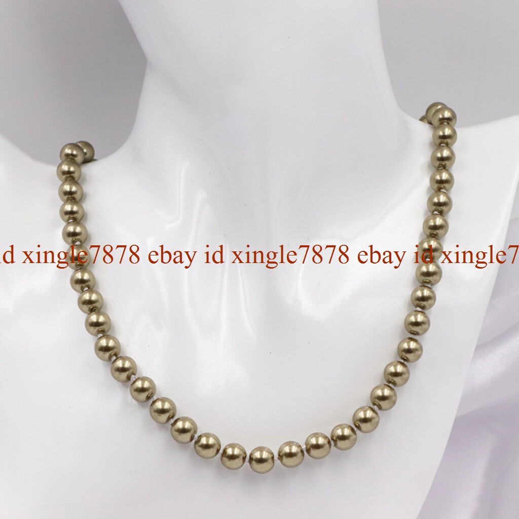 Natural 8MM 10MM 12MM South Sea Shell Pearl Round Beads Necklace 20″