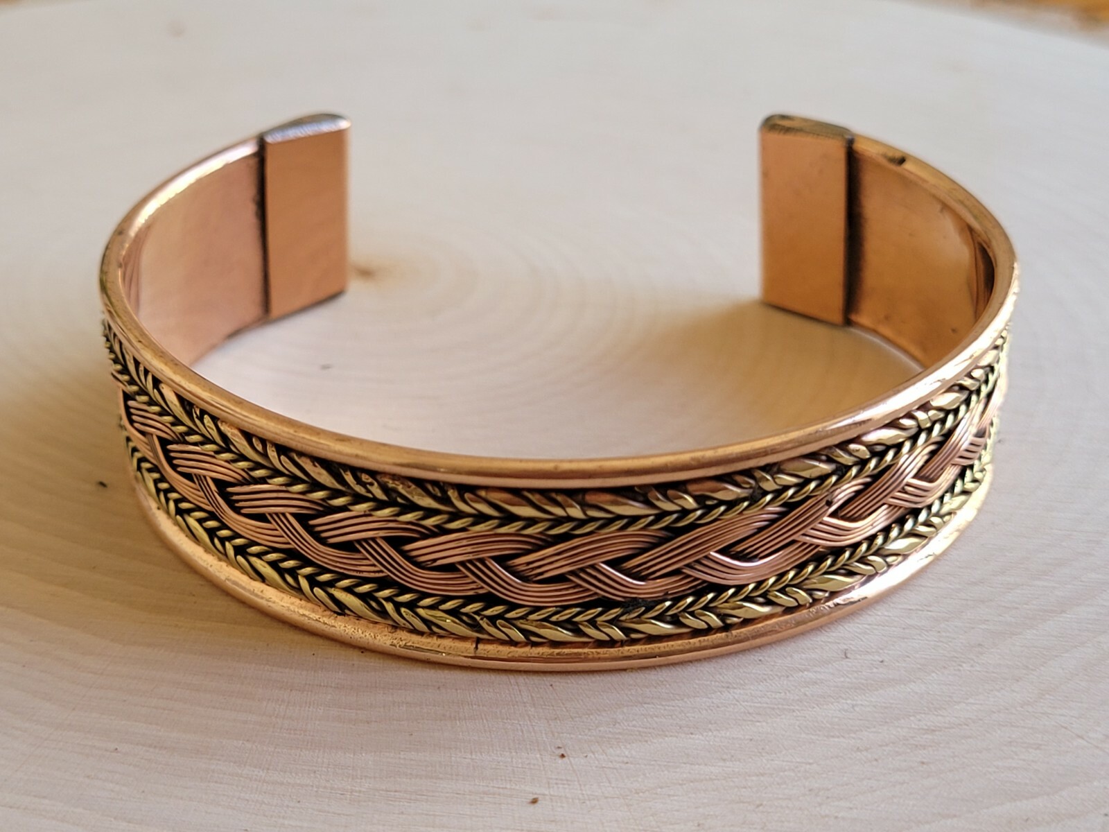 Solid Copper Two Tone Cuffed Health Bracelet – Pure Copper Cuff Bracelet