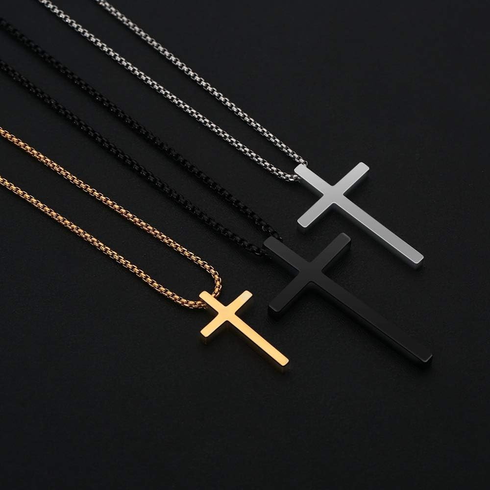 Elegant Stainless Steel Cross Necklace for Men & Teens – Adjustable 16-30 Inches
