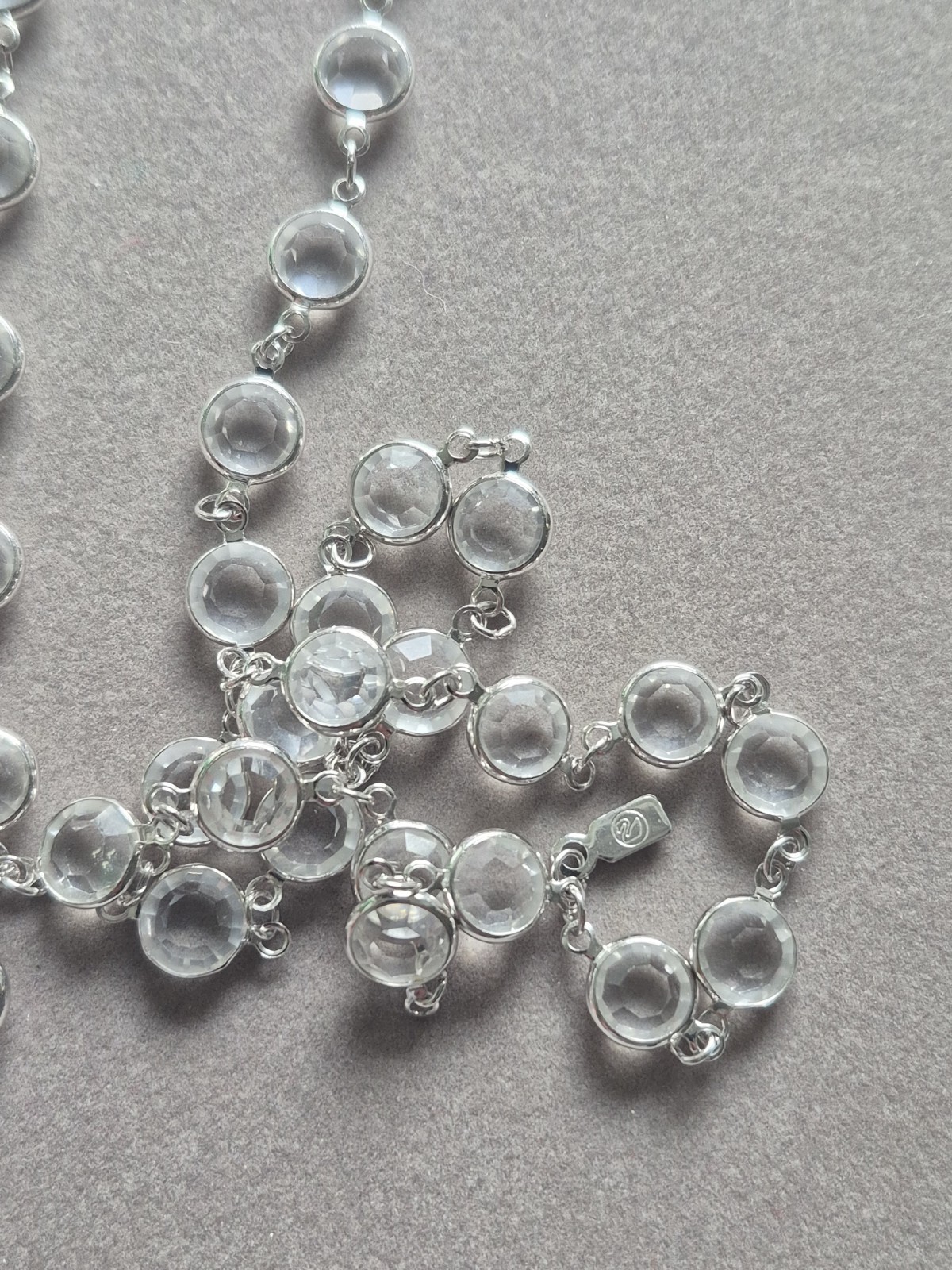Swarovski Crystal Swan tag bezel beaded long necklace