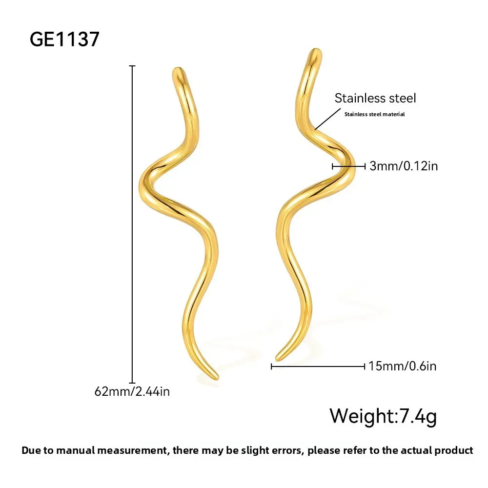 Ladies Retro Snake Stud Earrings Gold or Silver Costume Jewellery
