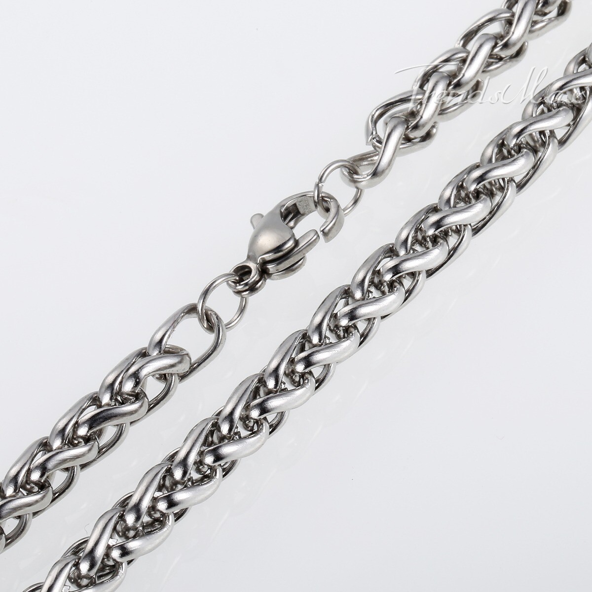 3mm-20in Braided Wheat Chain Silver 316L Stainless Steel Men Women Necklace