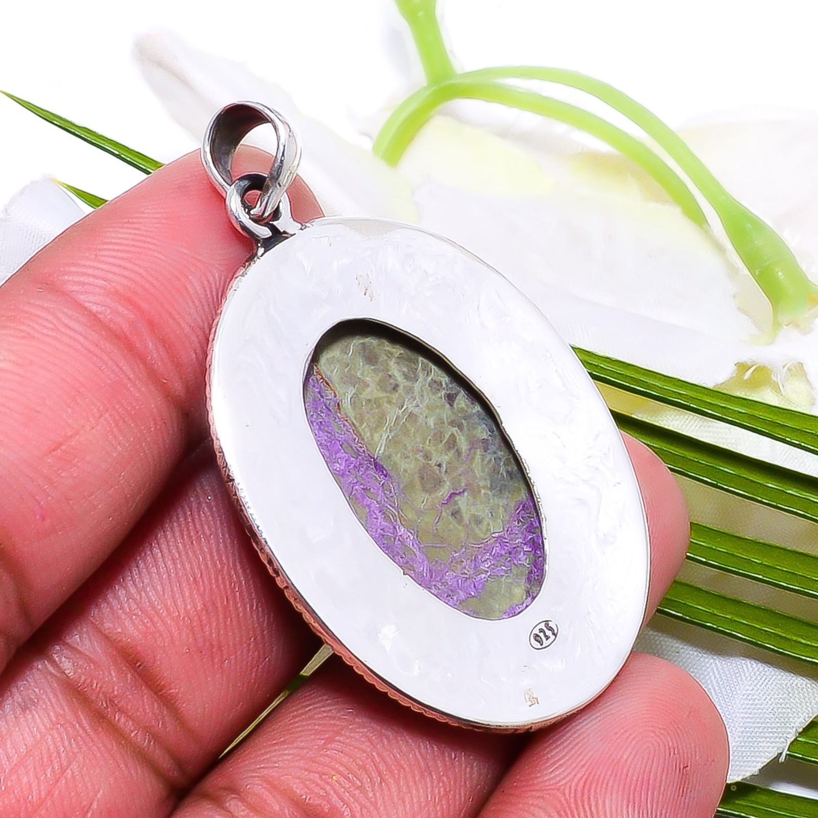 Variscite In Purpurite fine Art 925 Sterling Silver Pendant 1.09″ P10368114469