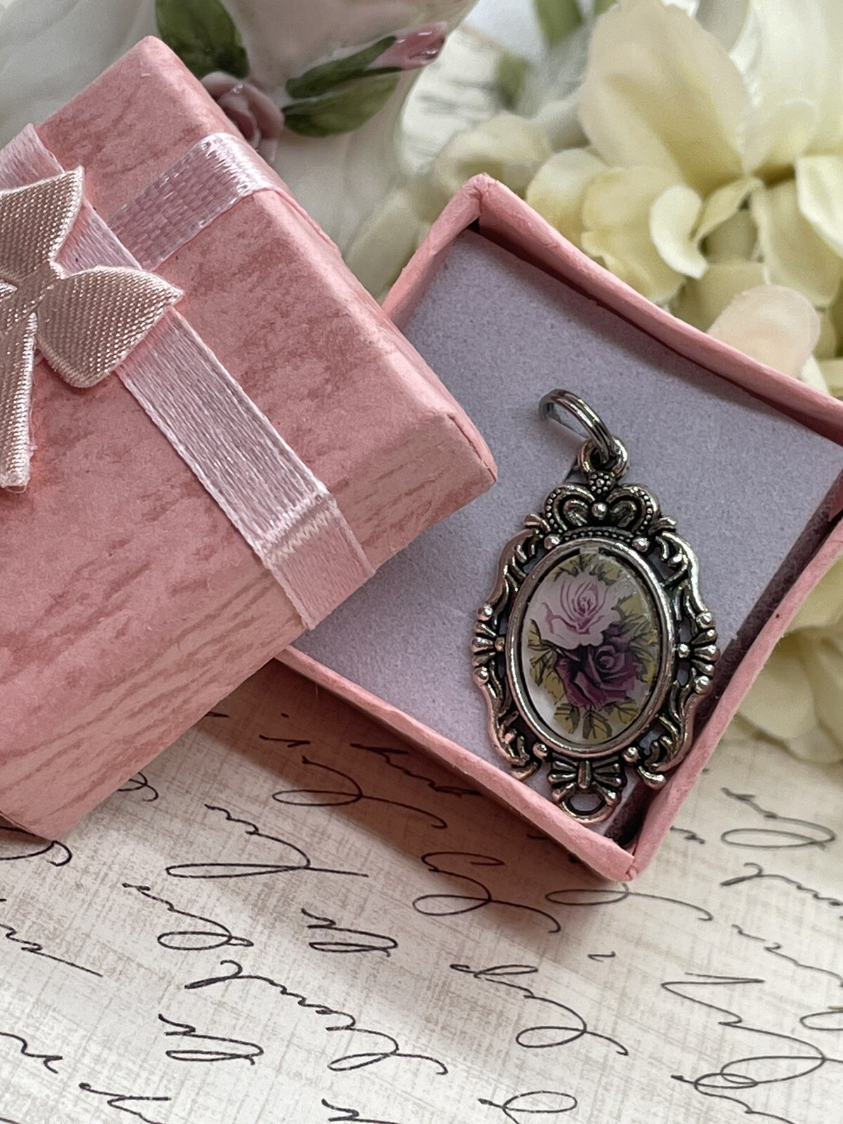 Burgundy Rose Dainty Necklace Pendant Anniversary Birthday Gift crown Daughter