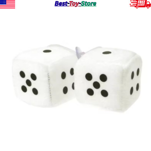2PCS Plush Fuzzy Dice Car Rear View Mirror Decoration