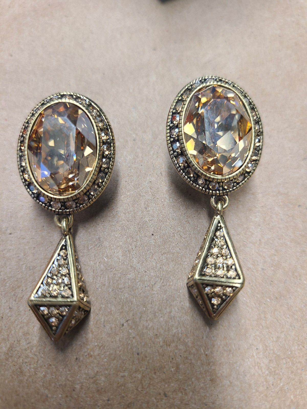 Heidi Daus Golden Drop Earrings 2″