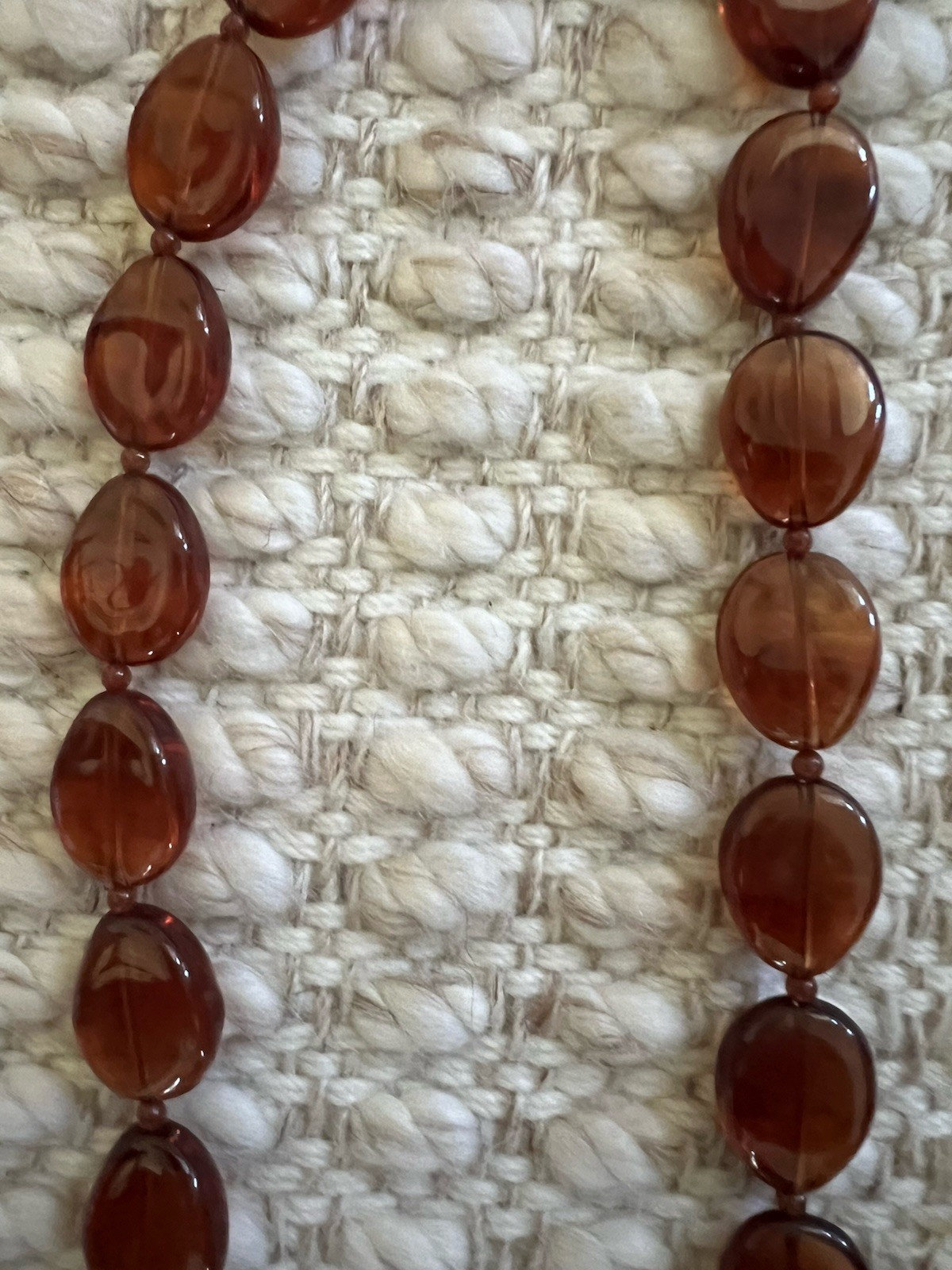 Brown Plastic Beaded Necklace 15 Inch Drop, Clear And Good Quality