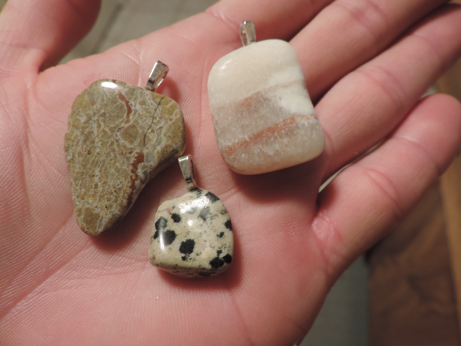 rock lot of 5 necklace pendants polished mixed types of rocks lot stone gem #4