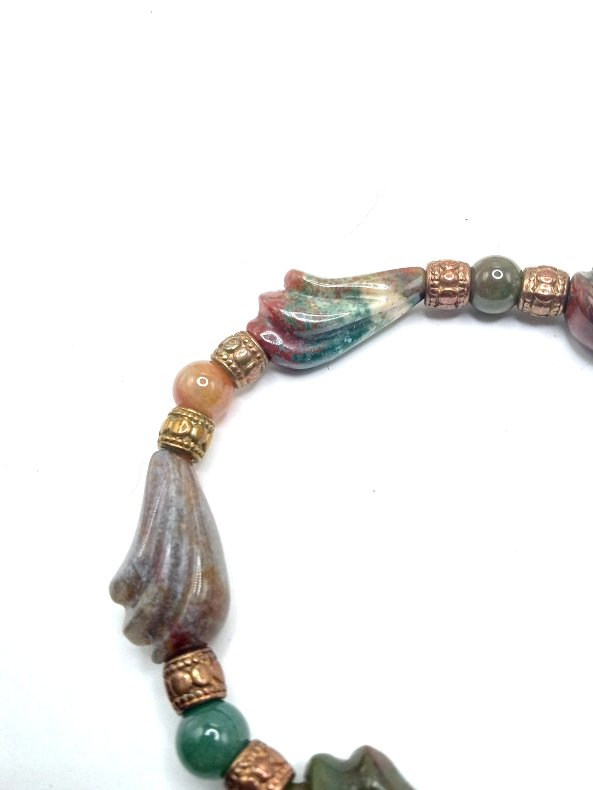Natural Bloodstone Carved Stone Lavender Red Green Beads Designer 30 In Necklace