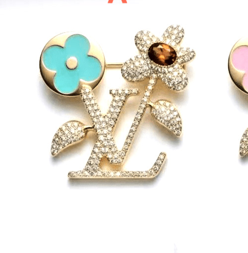 Designer Gold tone Brooch, Faux diamond rhinestones, Metal, Zipper Pull Charm