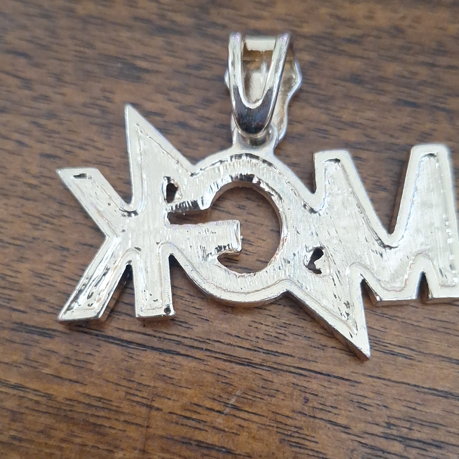 Gold Tone MGK Letter Pendant Charm Pavé Red/Clear Rhinestones Metal