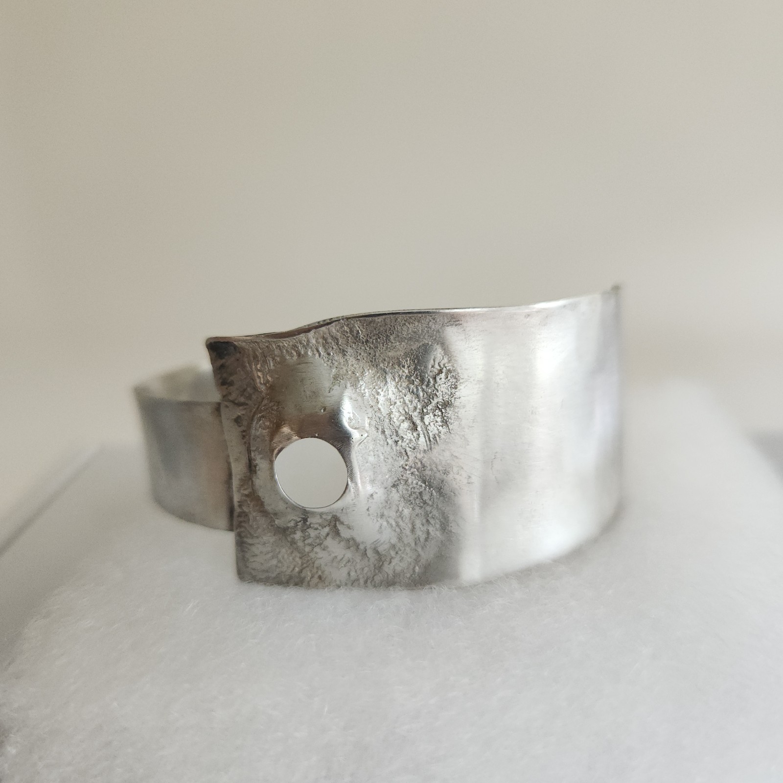 Artisan Sterling Silver Modernist Wide Cuff Bracelet Handmade Studio Jewelry 30g
