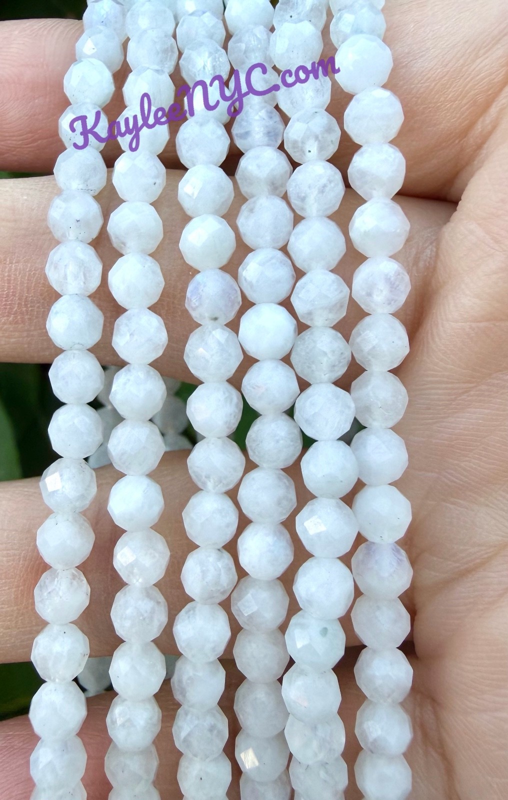 Wholesale Lot 6 Pcs Natural Faceted Moonstone 4mm 7.5” Crystal Stretch Bracelet