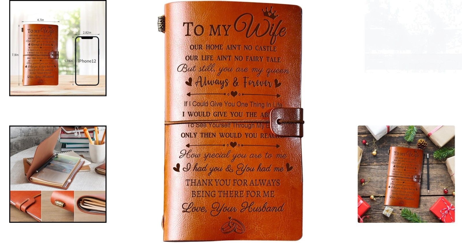 Personalized Beige Leather Journal – Thoughtful Gifts for Wives on Any Occasion