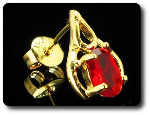 Earrings Ruby 0 3/32×0 9/32in Gold Plated 18 for K