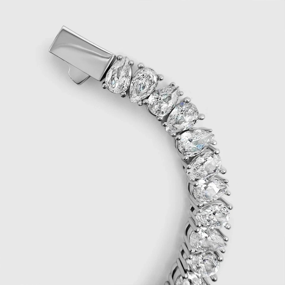 8Ct Pear Cut Simulated Diamond Women Tennis Link Bracelet 14k White Gold Plated