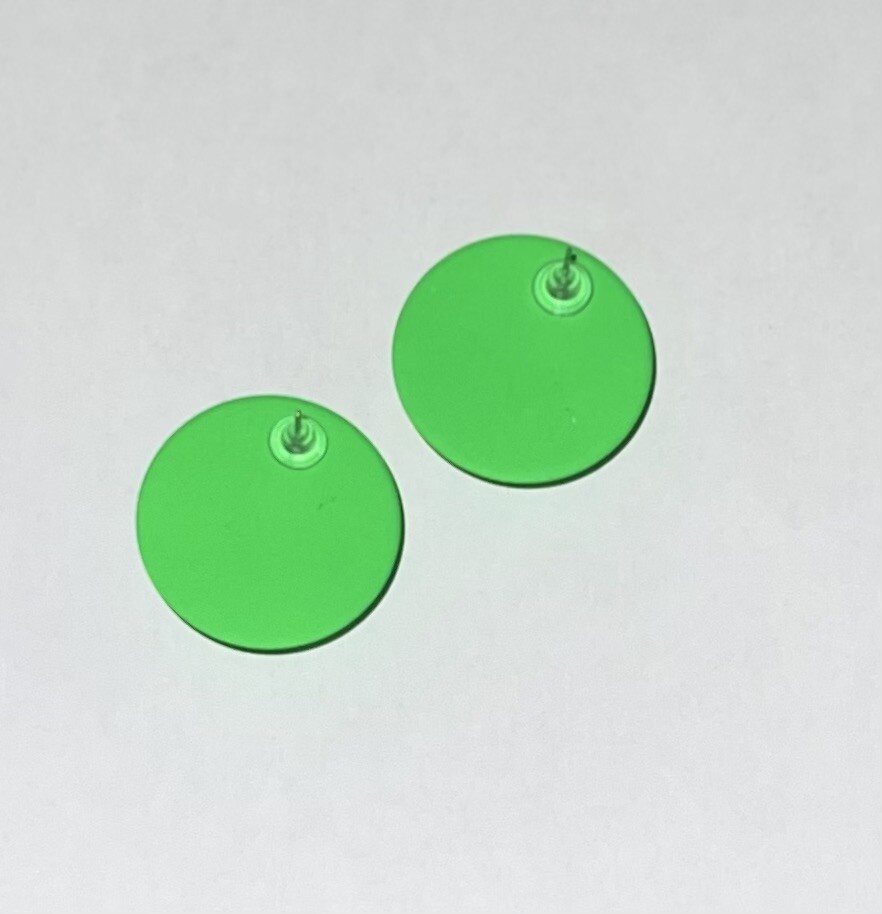 Neon Green Round Stud Earrings