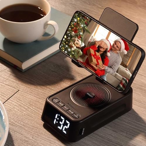 Gifts for Men Women, Phone Stand with Bluetooth Speaker&Clock, Birthday Gifts