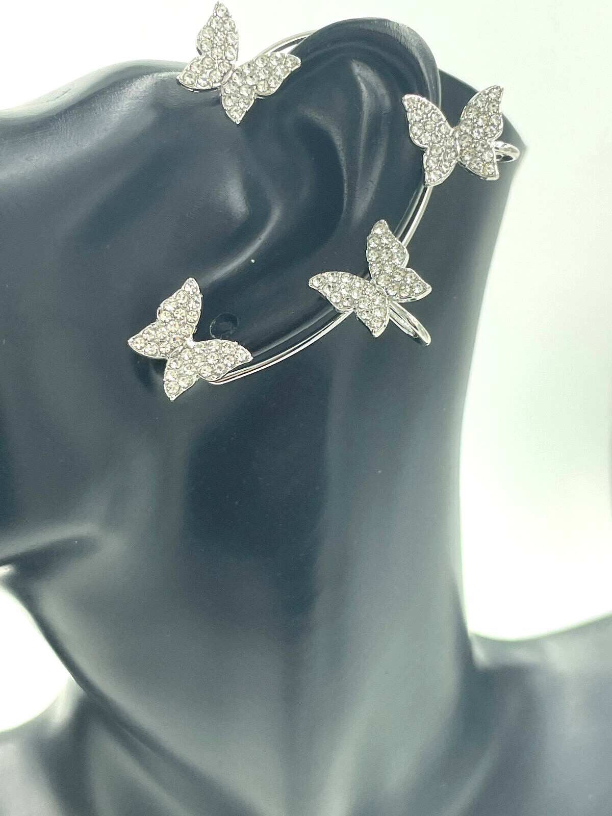 Crystal Butterfly Wrap Cuff Earring Silver LEFT EAR