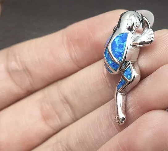 925 SP Frog Blue Opal Jewelry Necklace W/gift Box 🎁 FREE SHIPPING!!!
