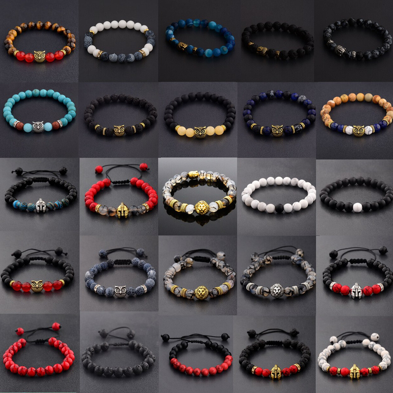 Wholesale Mixed Beaded Bracelet Natural Stone Stretch Women Men Bracelet Jewelry