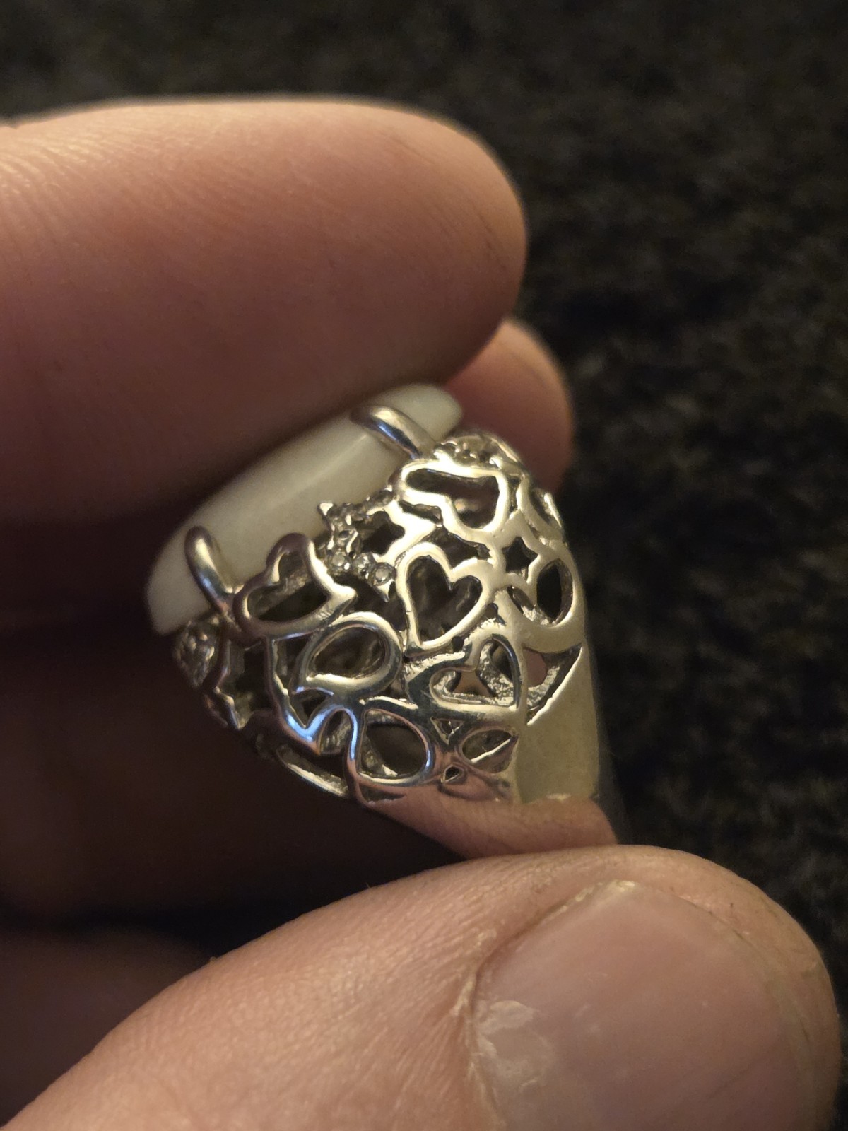 Silver Filigree Cocktail Ring w/ Oval 8ct Lightening Ridge Australian Opal