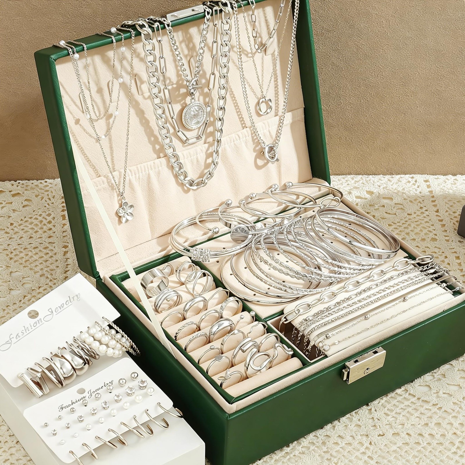 78 Pieces Gold Jewelry Set for Women, 9 Necklace, 24 Bracelet, 22 Earrings, 2…