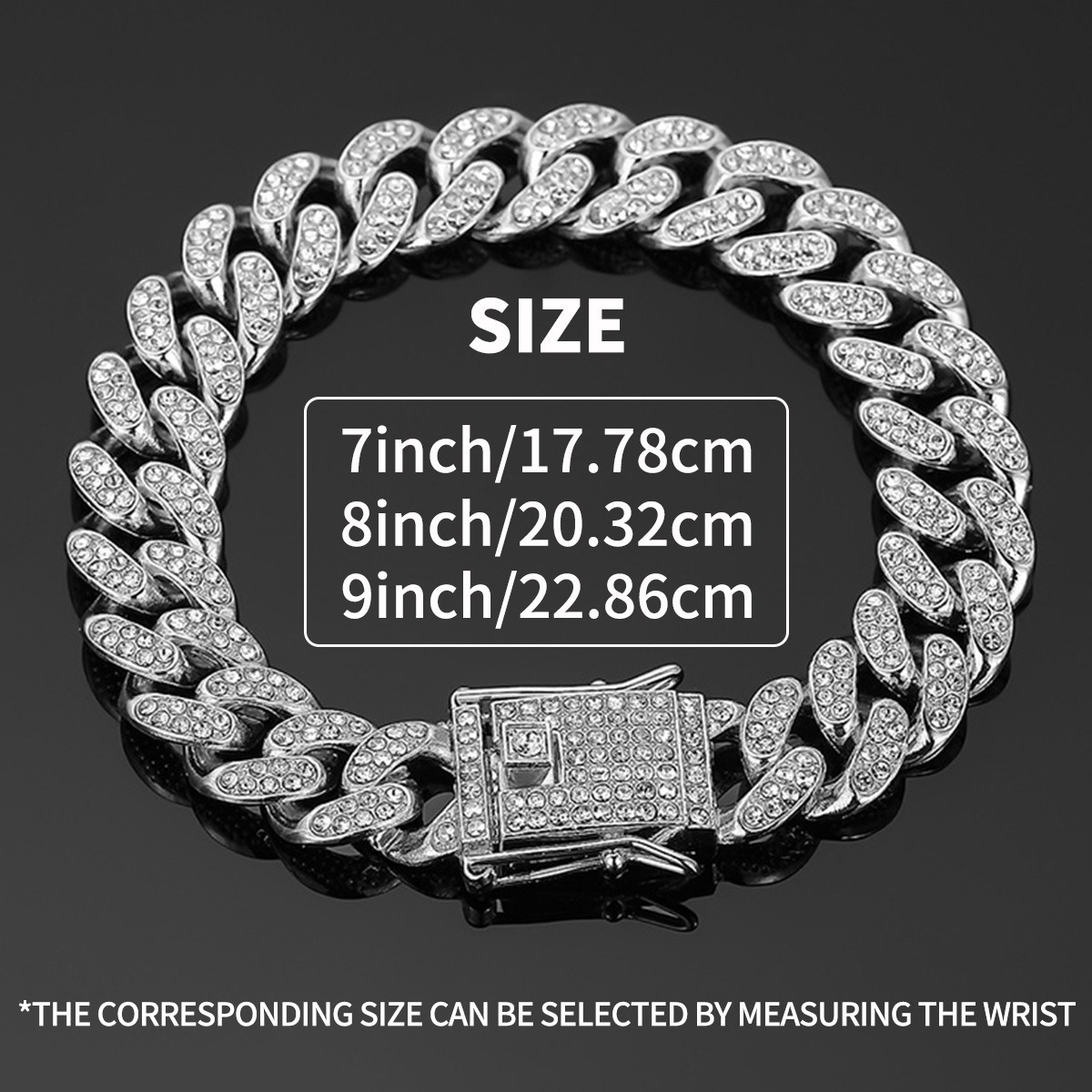 Silver Tone Solid Cuban Link Bracelet 7/7.5/7.9/8.3 Inch Men’s Heavy Wrist Chain