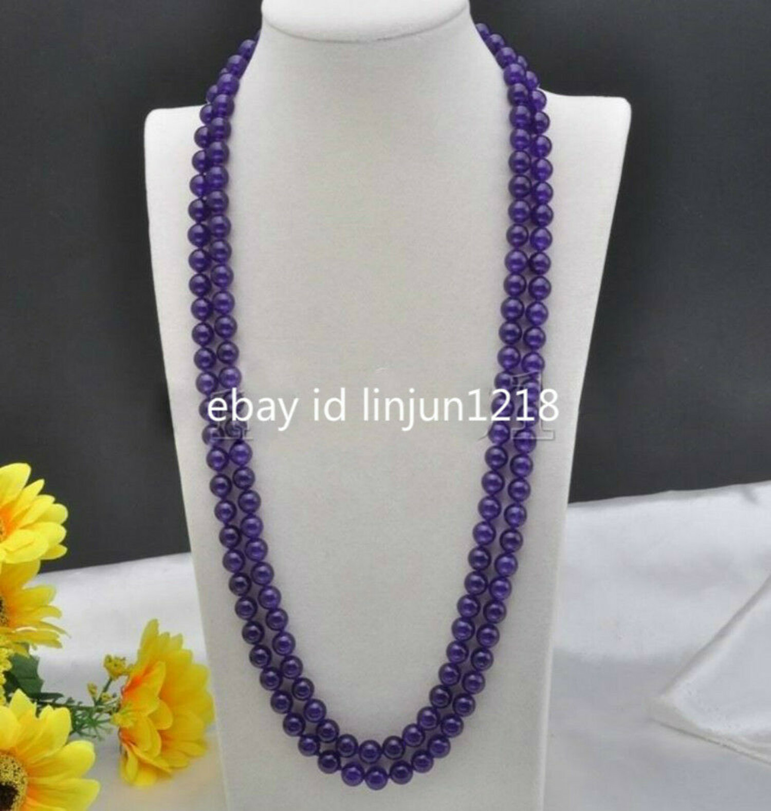 NEW Natural 8mm 10mm 12mm Purple Jade Gemstone Beads Necklace 18/25/35” AAA