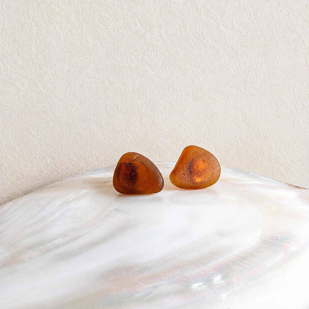 Sunset Amber Stud Earrings