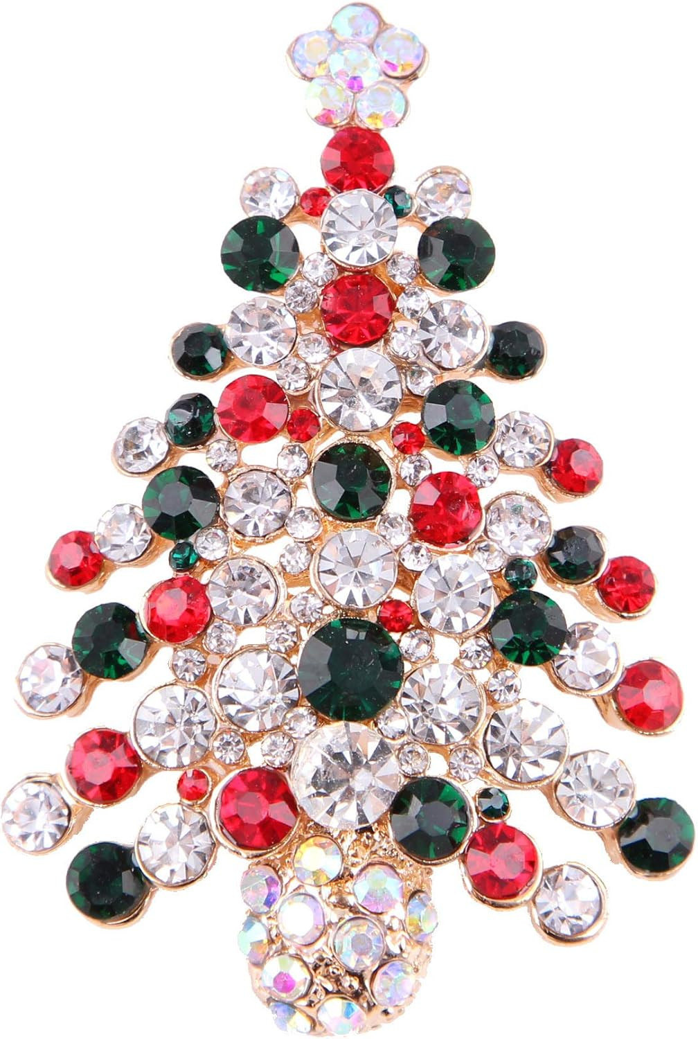 5 Pcs Vintage Crystal Christmas Tree Brooch Pin Jewelry Gift Accessories Woman