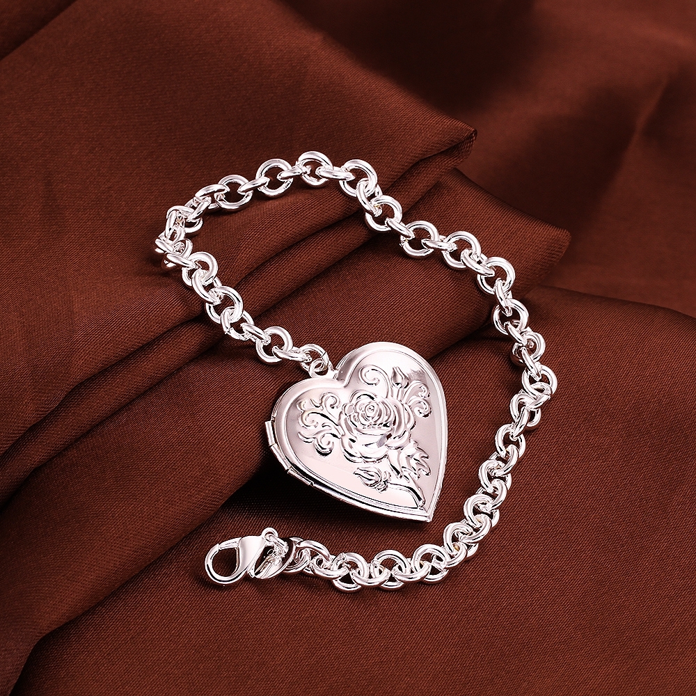Women 925 Sterling Silver Flower Rose Bracelet 8 Inches 6MM Lobster Clasp L65